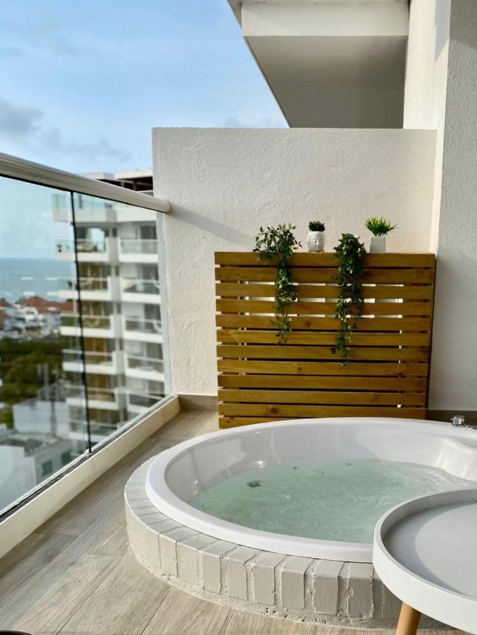 Dominiqueplayaazul Apto De Lujo Con Jacuzzi Privado En Balcon Cartagena