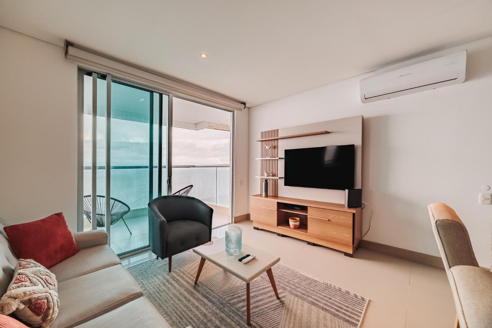 Magnifico Apto De 1 Habitacion Con Vista Inmejorable Al Mar En Bocagrande Apartamento *